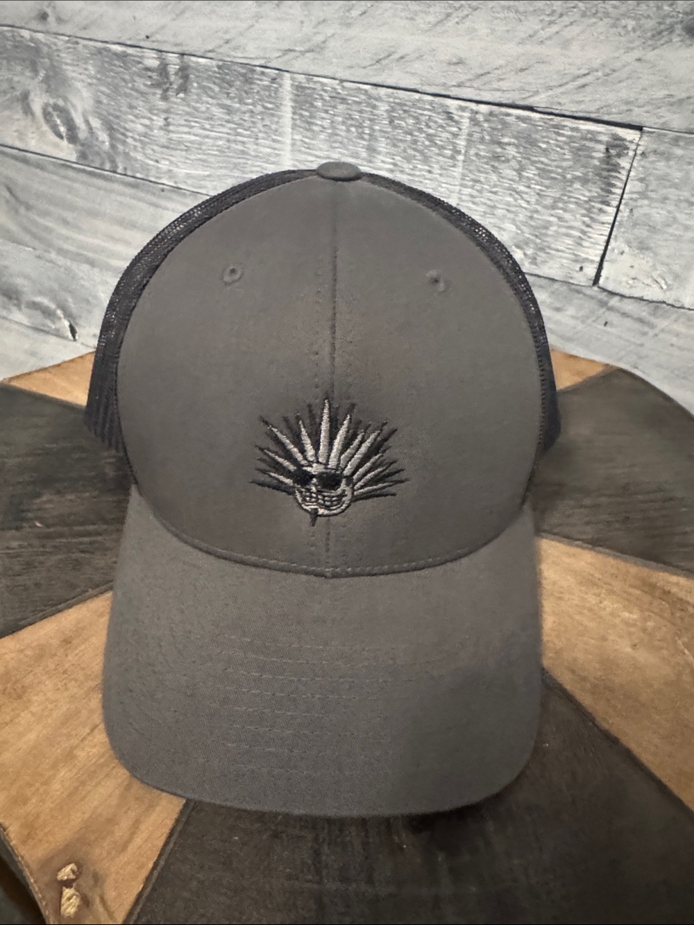 Scotty Cameron Gray Trucker Hat with Embroidered Skull Sunburst